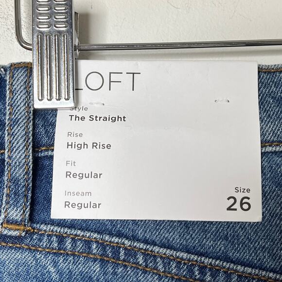 Loft Women's The Straight Jeans 26/2 High Rise 2 Tone Med Wash Denim Relaxed Mom - Picture 9 of 12